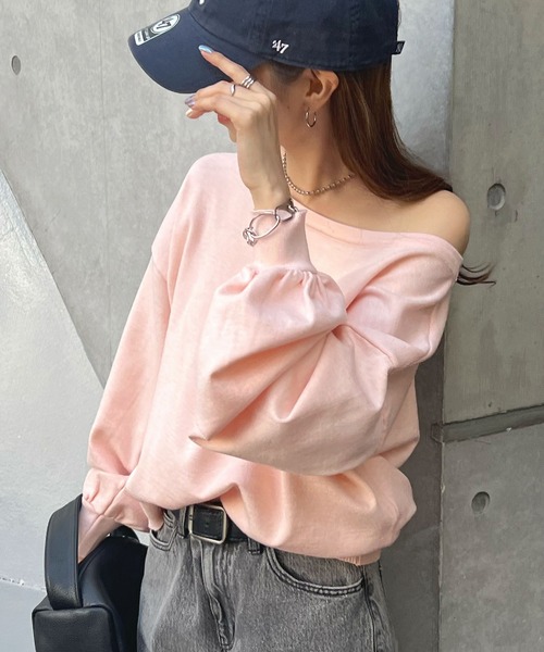 Futier land（フューティアランド）の「色んな着こなしが楽しめるワクワク感！スウェットライクショート丈トップス / 3way（ニット/セーター・レディース・ピンク/ブラック/杢グレー/ライトピンク/アイボリー・LARGE/MEDIUM）」の5枚目の写真