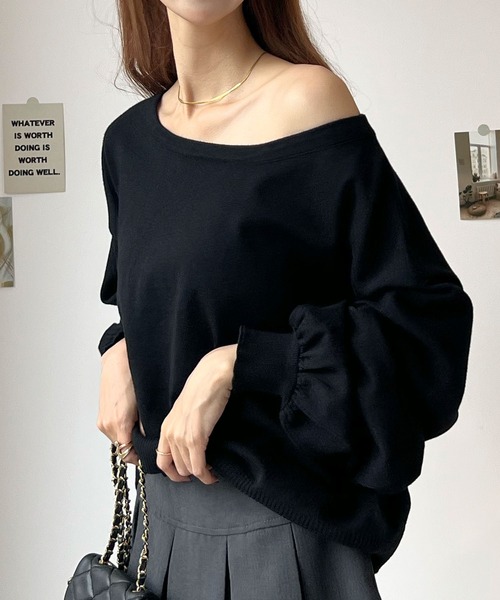 Futier land（フューティアランド）の「色んな着こなしが楽しめるワクワク感！スウェットライクショート丈トップス / 3way（ニット/セーター・レディース・ピンク/ブラック/杢グレー/ライトピンク/アイボリー・LARGE/MEDIUM）」の3枚目の写真