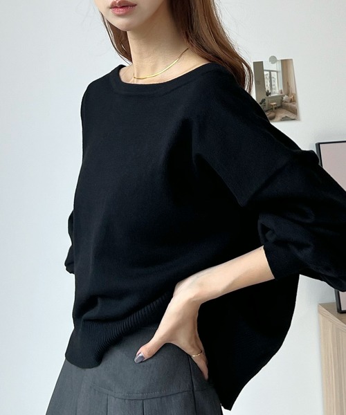 Futier land（フューティアランド）の「色んな着こなしが楽しめるワクワク感！スウェットライクショート丈トップス / 3way（ニット/セーター・レディース・ピンク/ブラック/杢グレー/ライトピンク/アイボリー・LARGE/MEDIUM）」の7枚目の写真