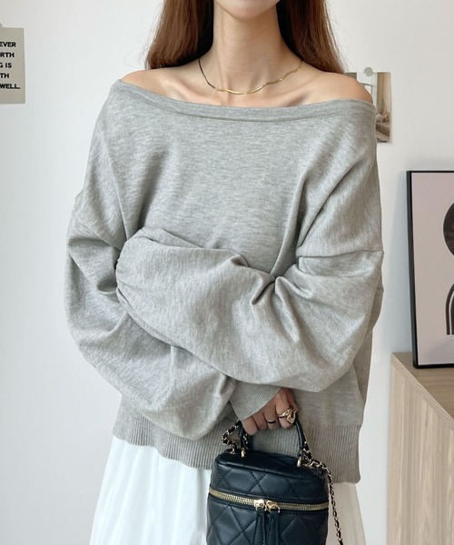 Futier land（フューティアランド）の「色んな着こなしが楽しめるワクワク感！スウェットライクショート丈トップス / 3way（ニット/セーター・レディース・ピンク/ブラック/杢グレー/ライトピンク/アイボリー・LARGE/MEDIUM）」の12枚目の写真