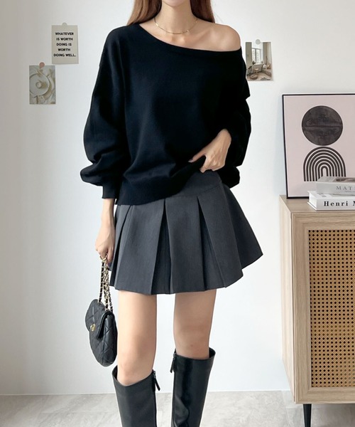 Futier land（フューティアランド）の「色んな着こなしが楽しめるワクワク感！スウェットライクショート丈トップス / 3way（ニット/セーター・レディース・ピンク/ブラック/杢グレー/ライトピンク/アイボリー・LARGE/MEDIUM）」の22枚目の写真