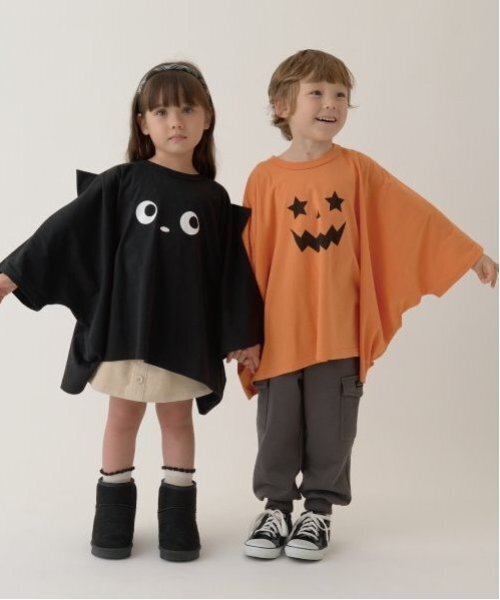 b・ROOM（ビールーム）の「【ハロウィン】カボチャ＆ねこアソート変形Tシャツ（Tシャツ/カットソー・キッズ・ブラック/オレンジ・M/L）」の14枚目の写真