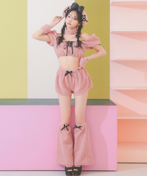 Tika（ティカ）の「コスプレ かわいい アニマル もこもこ プードル うさぎ へそ出し ふわふわ リボン 6点セット（コスチューム/パーティーグッズ・レディース・ピンク・L/M/S）」の14枚目の写真