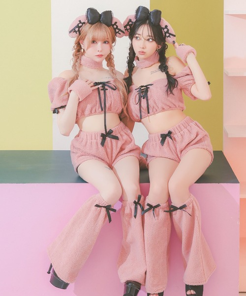 Tika（ティカ）の「コスプレ かわいい アニマル もこもこ プードル うさぎ へそ出し ふわふわ リボン 6点セット（コスチューム/パーティーグッズ・レディース・ピンク・L/M/S）」の12枚目の写真