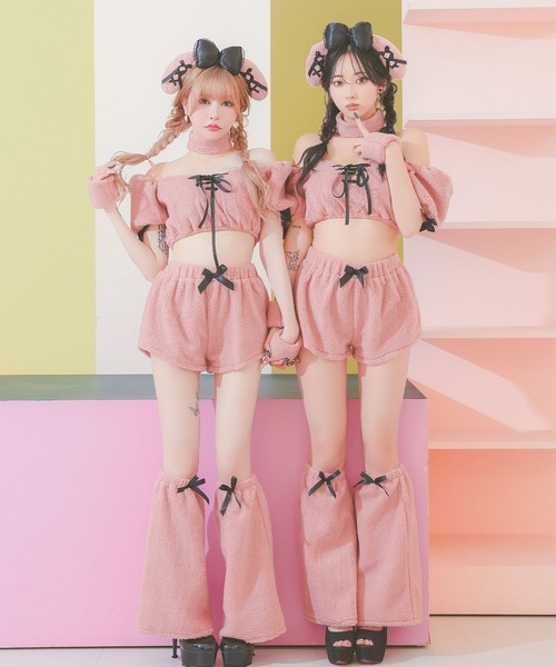 Tika（ティカ）の「コスプレ かわいい アニマル もこもこ プードル うさぎ へそ出し ふわふわ リボン 6点セット（コスチューム/パーティーグッズ・レディース・ピンク・L/M/S）」の11枚目の写真