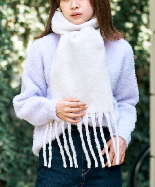 WEB限定】12色展開 洗える フリンジ ボリュームマフラー（マフラー