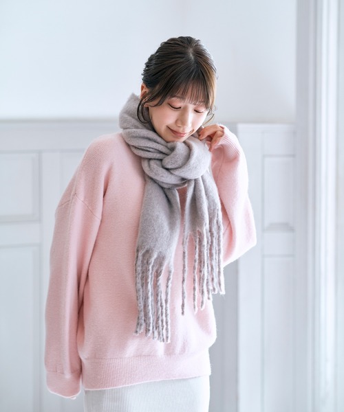 WEB限定】12色展開 洗える フリンジ ボリュームマフラー（マフラー