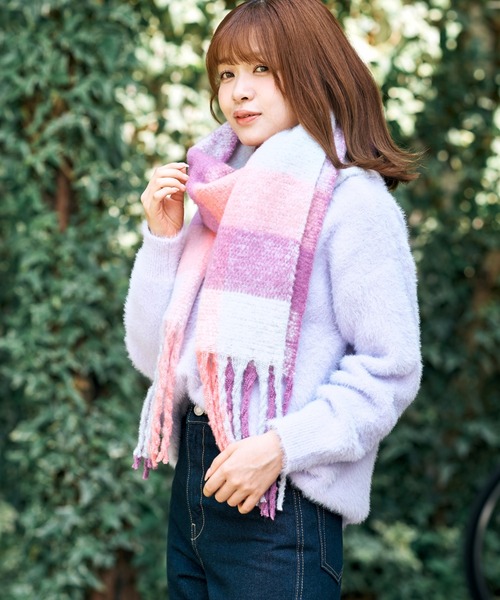 WEB限定】12色展開 洗える フリンジ ボリュームマフラー（マフラー