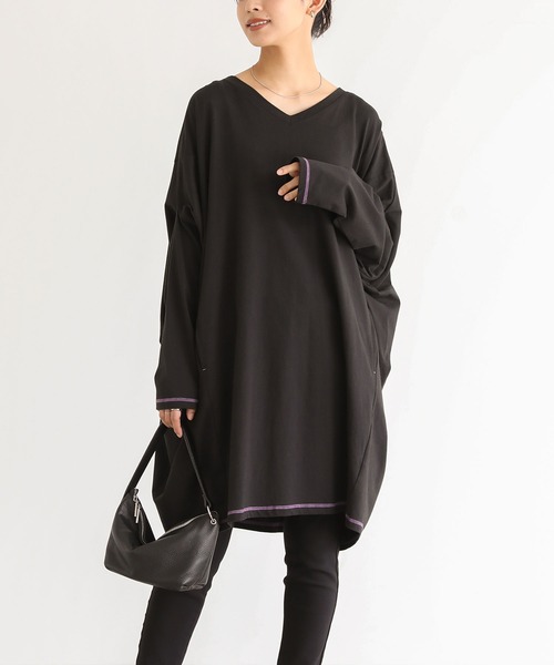 n'OrLABEL(ノアールレーベル)の「変形ドレープチュニックカットソー(Tシャツ/カットソー・レディース・ブラック/ブラウン/グレー・FREE)」の2枚目の写真