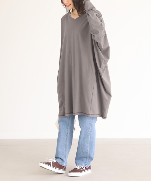 n'OrLABEL(ノアールレーベル)の「変形ドレープチュニックカットソー(Tシャツ/カットソー・レディース・ブラック/ブラウン/グレー・FREE)」の19枚目の写真