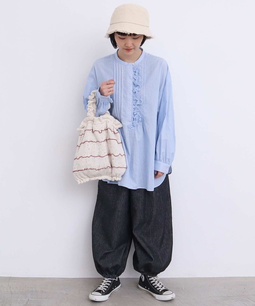 l'atelier du savon（アトリエドサボン）の「カラフルネップ もふもふバッグ（ハンドバッグ・レディース・オフホワイト/ネイビー・FREE）」の13枚目の写真