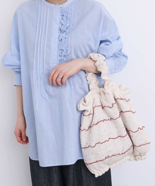 l'atelier du savon（アトリエドサボン）の「カラフルネップ もふもふバッグ（ハンドバッグ・レディース・オフホワイト/ネイビー・FREE）」の12枚目の写真