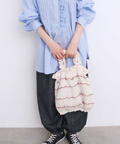 l'atelier du savon（アトリエドサボン）の「カラフルネップ もふもふバッグ（ハンドバッグ・レディース・オフホワイト/ネイビー・FREE）」の15枚目の写真