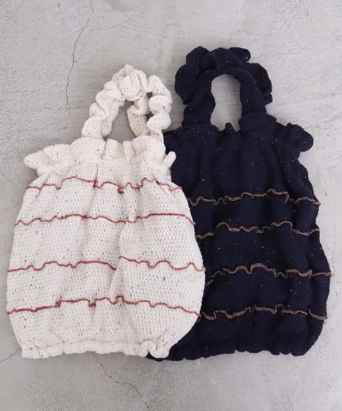 l'atelier du savon（アトリエドサボン）の「カラフルネップ もふもふバッグ（ハンドバッグ・レディース・オフホワイト/ネイビー・FREE）」の8枚目の写真