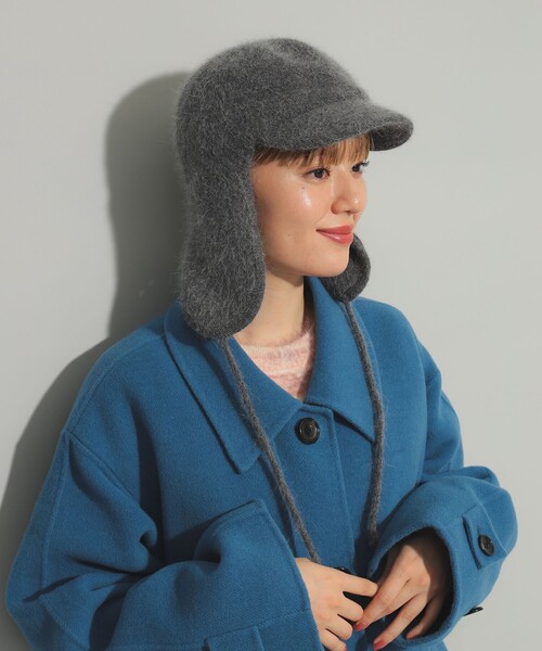 Ray BEAMS（レイビームス）の「アンゴラ混 フライト キャップ（キャップ・レディース・チャコールグレー/ブラック・ONE SIZE）」の3枚目の写真