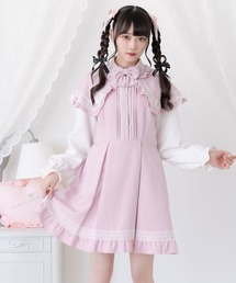 ポンチョ風袖切替ワンピース