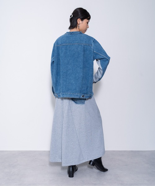 DOLLUPOOPS（ドールアップウップス）の「【ZOZO限定商品】フロントスウェットドッキングデニムトップス（スウェット・レディース・ブラック/グレー・38）」の8枚目の写真