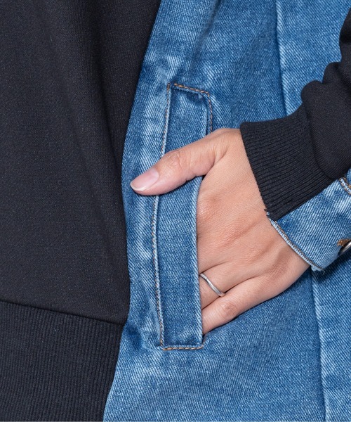 DOLLUPOOPS（ドールアップウップス）の「【ZOZO限定商品】フロントスウェットドッキングデニムトップス（スウェット・レディース・ブラック/グレー・38）」の14枚目の写真