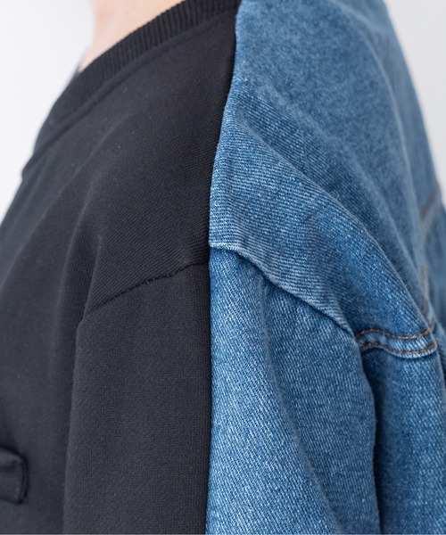 DOLLUPOOPS（ドールアップウップス）の「【ZOZO限定商品】フロントスウェットドッキングデニムトップス（スウェット・レディース・ブラック/グレー・38）」の15枚目の写真