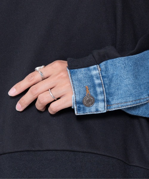 DOLLUPOOPS（ドールアップウップス）の「【ZOZO限定商品】フロントスウェットドッキングデニムトップス（スウェット・レディース・ブラック/グレー・38）」の16枚目の写真