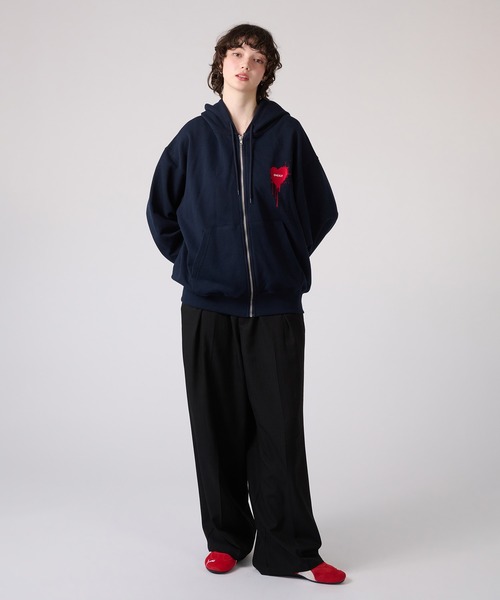 Hoodrich フルジッパー プルオーバー フーディ ３Dロゴ コットン Hoodrich フルジッパー プルオーバー フーディ 3Dロゴ コットン