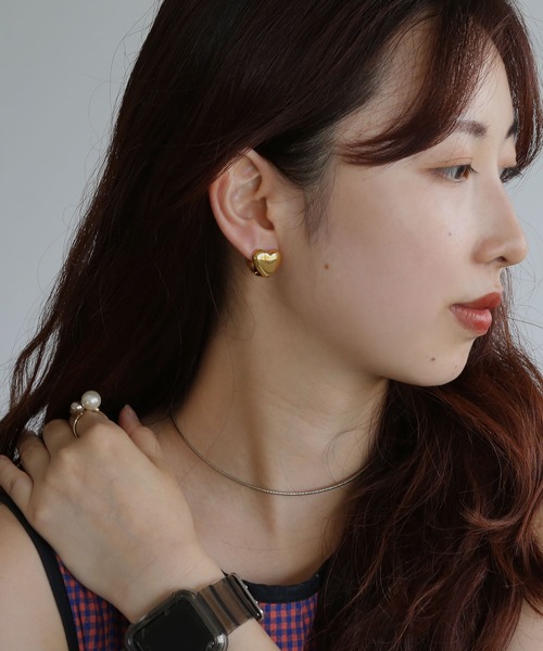 colleca la（コレカラ）の「[stainless]ステンレス・両面ハート ワンタッチピアス〈金属アレルギー対応〉（ピアス（両耳用）・レディース・シルバー/ゴールド・FREE）」の10枚目の写真