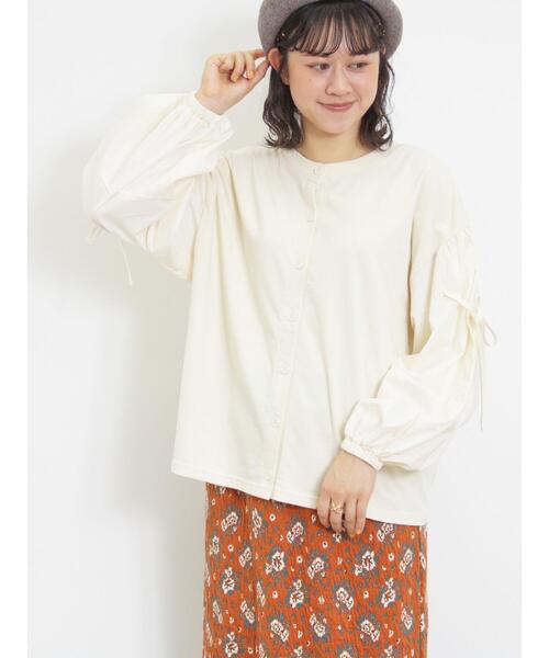 Samansa Mos2（サマンサ モスモス）の「前後2WAY袖りぼんプルオーバー（Tシャツ/カットソー・レディース・カーキ/ベージュ/ブラック・F）」の3枚目の写真