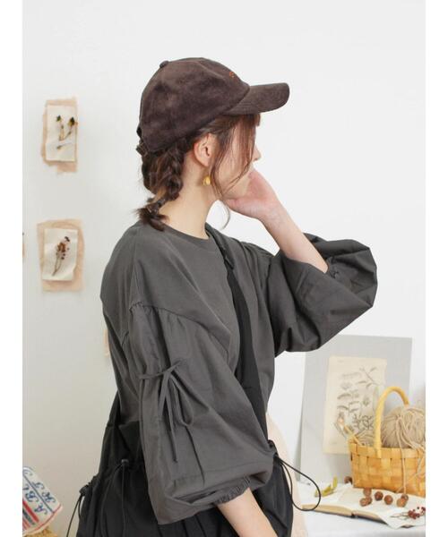 Samansa Mos2（サマンサ モスモス）の「前後2WAY袖りぼんプルオーバー（Tシャツ/カットソー・レディース・カーキ/ベージュ/ブラック・F）」の5枚目の写真