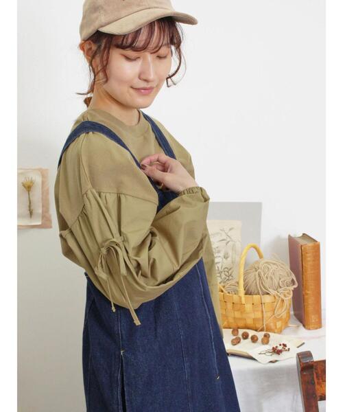 Samansa Mos2（サマンサ モスモス）の「前後2WAY袖りぼんプルオーバー（Tシャツ/カットソー・レディース・カーキ/ベージュ/ブラック・F）」の14枚目の写真