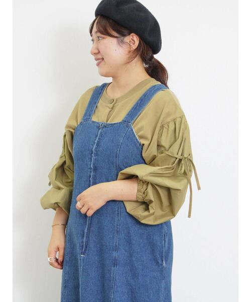 Samansa Mos2（サマンサ モスモス）の「前後2WAY袖りぼんプルオーバー（Tシャツ/カットソー・レディース・カーキ/ベージュ/ブラック・F）」の18枚目の写真