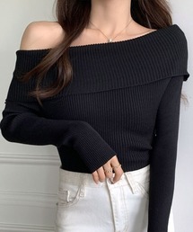 オフショルニット リブニット オフショルダーニット」に該当する
