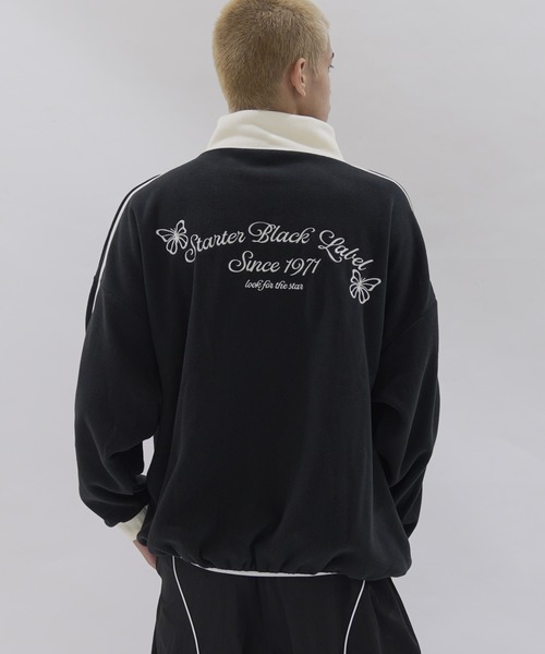 【セール】STARTER BLACK LABEL オーバーサイズ刺繍ロゴマイクロフリースハーフジッププルオーバー（スウェット）｜STARTER BLACK LABEL（スターターブラックレーベル）