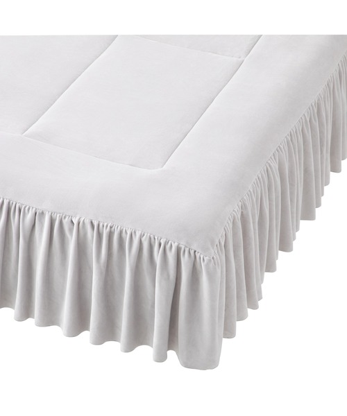 【セール】WARMY アルガンオイル加工 フリル ベッドパッド セミダブル グレー（寝具）｜Francfranc（フランフラン）