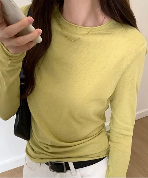 ammy.(エイミードット)の「【 ammy. / エイミードット 】 天竺 ベーシック カットソー / ロンT(Tシャツ/カットソー・レディース・グレー/ブラック/ライトブルー/ホワイト/ピンク/イエロー・FREE)」の6枚目の写真