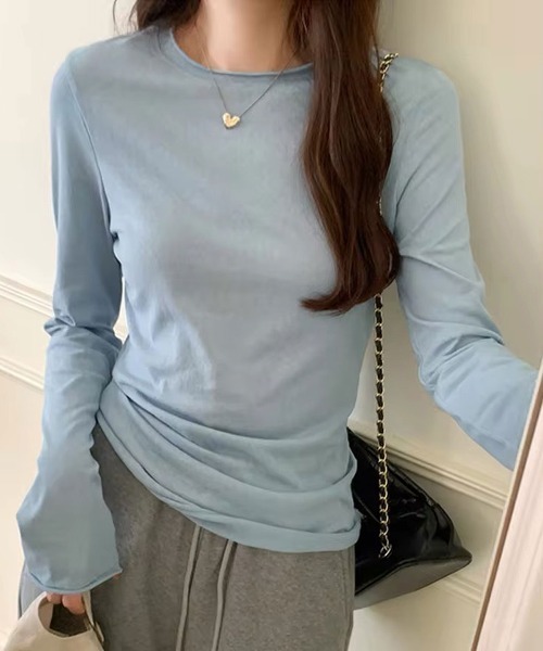 ammy.(エイミードット)の「【 ammy. / エイミードット 】 天竺 ベーシック カットソー / ロンT(Tシャツ/カットソー・レディース・グレー/ブラック/ライトブルー/ホワイト/ピンク/イエロー・FREE)」の22枚目の写真