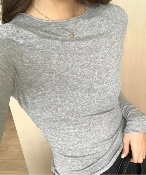 ammy.(エイミードット)の「【 ammy. / エイミードット 】 天竺 ベーシック カットソー / ロンT(Tシャツ/カットソー・レディース・グレー/ブラック/ライトブルー/ホワイト/ピンク/イエロー・FREE)」の19枚目の写真