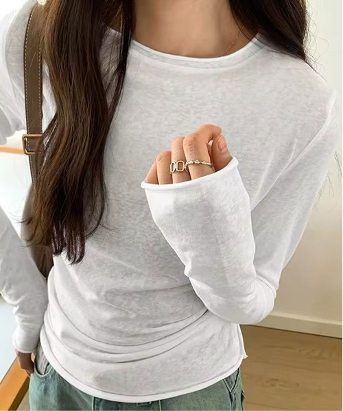 ammy.(エイミードット)の「【 ammy. / エイミードット 】 天竺 ベーシック カットソー / ロンT(Tシャツ/カットソー・レディース・グレー/ブラック/ライトブルー/ホワイト/ピンク/イエロー・FREE)」の10枚目の写真