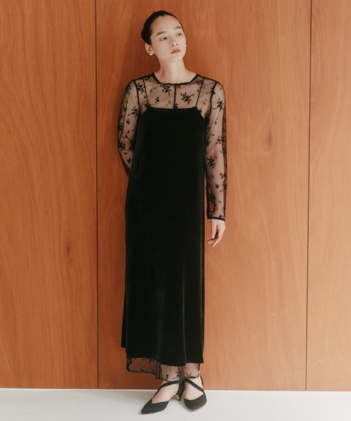 kaene（カエン）の「フロッキーベロア2wayドレス【結婚式 二次会 同窓会 成人式 パーティードレス】（ドレス・レディース・ブラック/ダークブラウン/ネイビー・38/36/34）」の22枚目の写真