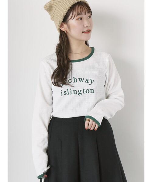 ehka sopo(エヘカソポ)の「しぼしぼプリントロンT(Tシャツ/カットソー・レディース・ブルー/キナリ/オフホワイト/ブラック・F)」の2枚目の写真