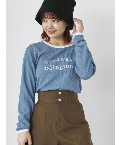 ehka sopo(エヘカソポ)の「しぼしぼプリントロンT(Tシャツ/カットソー・レディース・ブルー/キナリ/オフホワイト/ブラック・F)」の1枚目の写真