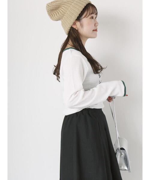 ehka sopo(エヘカソポ)の「しぼしぼプリントロンT(Tシャツ/カットソー・レディース・ブルー/キナリ/オフホワイト/ブラック・F)」の6枚目の写真