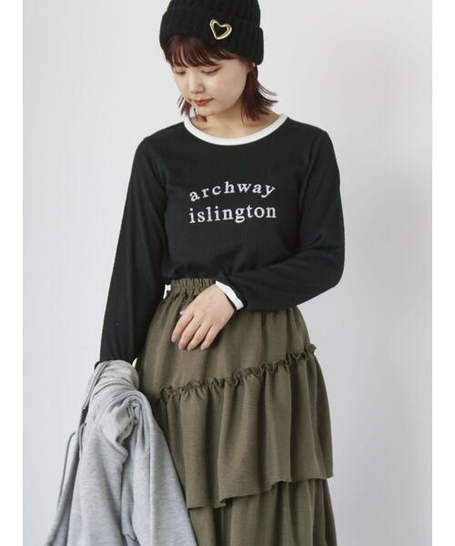 ehka sopo(エヘカソポ)の「しぼしぼプリントロンT(Tシャツ/カットソー・レディース・ブルー/キナリ/オフホワイト/ブラック・F)」の13枚目の写真