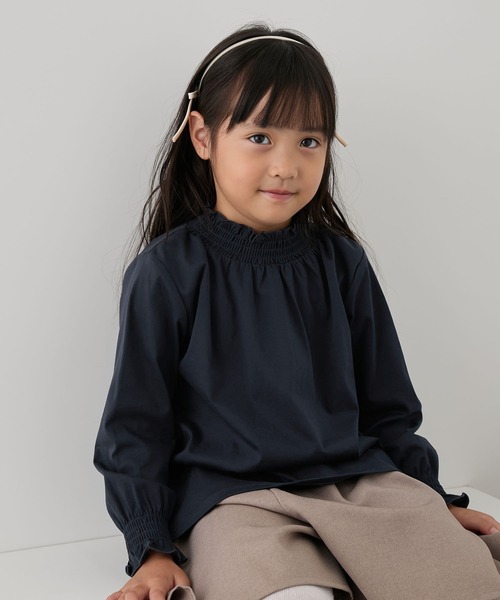 ROPE' PICNIC（ロペピクニック）の「【KIDS/キッズ】スタンドフリルシャーリングカットソートップス（Tシャツ/カットソー・キッズ・サックスブルー/ネイビー/ホワイト・120/110/150/140/130）」の3枚目の写真