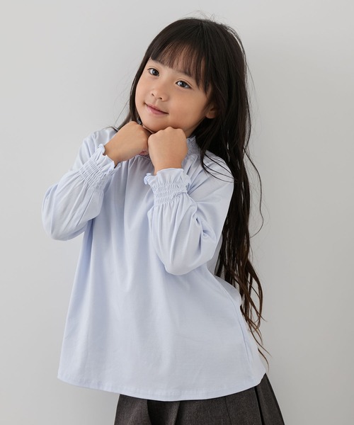 ROPE' PICNIC（ロペピクニック）の「【KIDS/キッズ】スタンドフリルシャーリングカットソートップス（Tシャツ/カットソー・キッズ・サックスブルー/ネイビー/ホワイト・120/110/150/140/130）」の19枚目の写真
