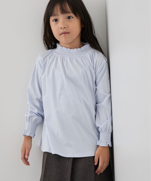 ROPE' PICNIC（ロペピクニック）の「【KIDS/キッズ】スタンドフリルシャーリングカットソートップス（Tシャツ/カットソー・キッズ・サックスブルー/ネイビー/ホワイト・120/110/150/140/130）」の20枚目の写真