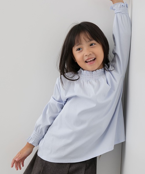 ROPE' PICNIC（ロペピクニック）の「【KIDS/キッズ】スタンドフリルシャーリングカットソートップス（Tシャツ/カットソー・キッズ・サックスブルー/ネイビー/ホワイト・120/110/150/140/130）」の21枚目の写真