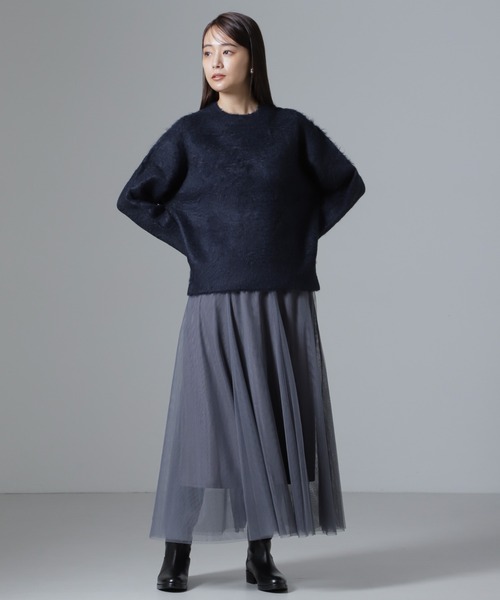 NANO universe（ナノユニバース）の「切り替えフレアチュールスカート（スカート・レディース・ブラック/グレー/ブラウン・FREE）」の5枚目の写真