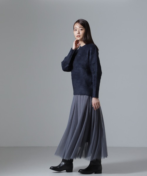 NANO universe（ナノユニバース）の「切り替えフレアチュールスカート（スカート・レディース・ブラック/グレー/ブラウン・FREE）」の6枚目の写真