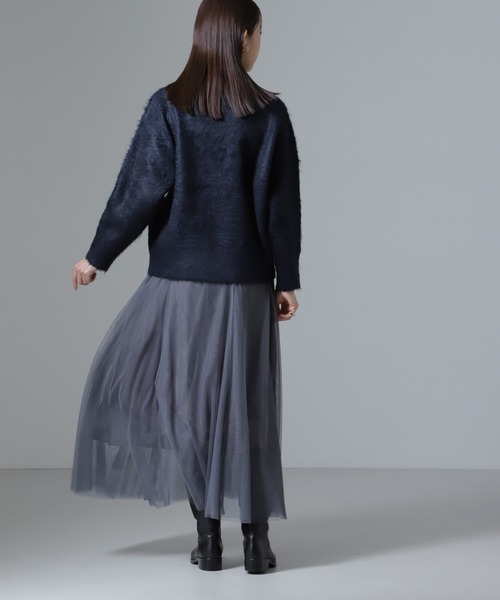 NANO universe（ナノユニバース）の「切り替えフレアチュールスカート（スカート・レディース・ブラック/グレー/ブラウン・FREE）」の7枚目の写真