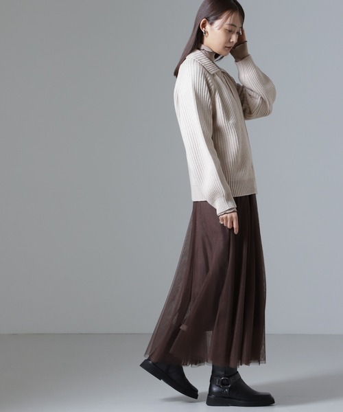 NANO universe（ナノユニバース）の「切り替えフレアチュールスカート（スカート・レディース・ブラック/グレー/ブラウン・FREE）」の12枚目の写真
